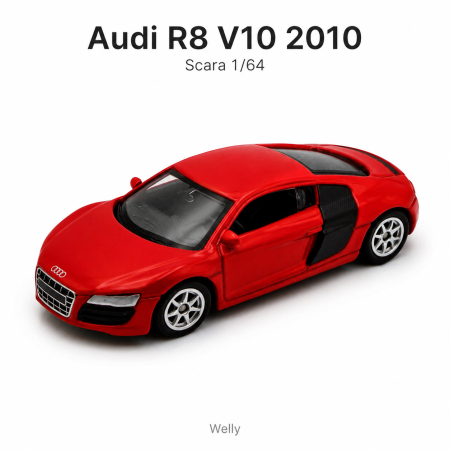 Macheta Audi R8 V10 2010 rosie, scara 1:64, Welly [1]