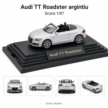 MACHETE AUTO SCARA 1:87 - Macheta Audi TT Roadster scara 1:87, argintie, Dealer Models