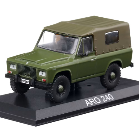 Machete Auto Romanesti 1:43 – Miniaturi Dacia, ARO si Modele Clasice - Machetă auto ARO 240 1972 scara 1:43 verde cu prelată – Mașini de Legendă (prima ediție)