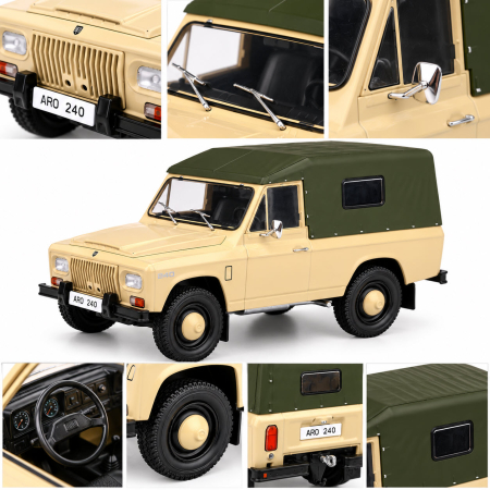 Macheta Auto ARO 240 1978 Crem, Scara 1:24, cu Postament Inscriptionat si Vitrina Plexiglas Premium [2]