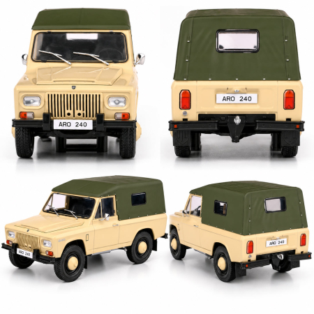 Macheta Auto ARO 240 1978 Crem, Scara 1:24, cu Postament Inscriptionat si Vitrina Plexiglas Premium [4]
