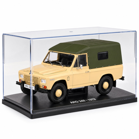 Macheta Auto ARO 240 1978 Crem, Scara 1:24, cu Postament Inscriptionat si Vitrina Plexiglas Premium [5]