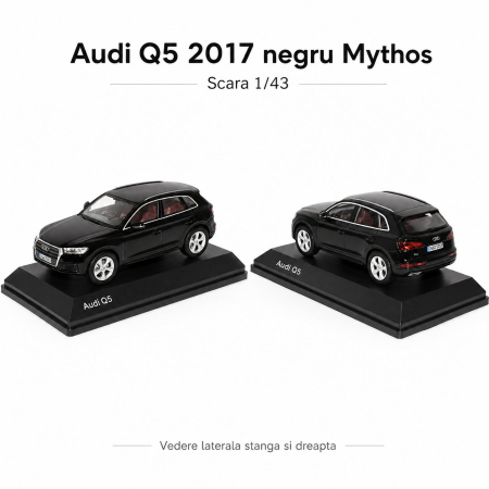 Macheta auto Audi Q5 2017 negru Mythos, scara 1:43, Spark Dealer Edition, vitrina plexiglas [4]