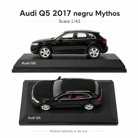 Macheta auto Audi Q5 2017 negru Mythos, scara 1:43, Spark Dealer Edition, vitrina plexiglas [5]