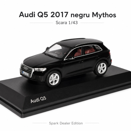 Macheta auto Audi Q5 2017 negru Mythos, scara 1:43, Spark Dealer Edition, vitrina plexiglas [1]