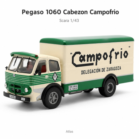 MACHETE CAMIOANE / CAP TRACTOR - Macheta auto camion Pegaso 1060 Cabezon Campofrio Delegacion Zaragoza 1964, crem cu verde, scara 1:43, Atlas