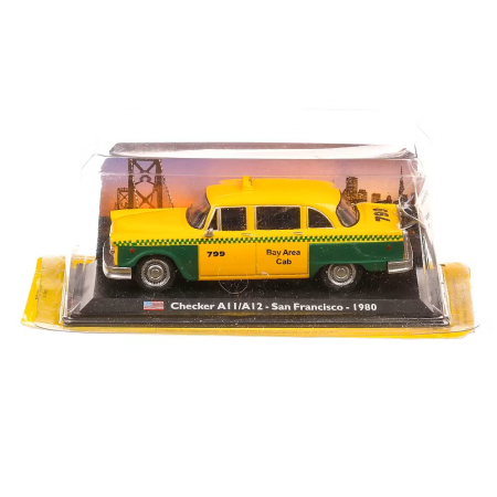 Macheta Auto Checker A11–A12 Taxi San Francisco 1980 – Galben cu Verde, Scara 1:43 [3]