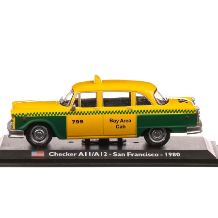 Macheta Auto Checker A11–A12 Taxi San Francisco 1980 – Galben cu Verde, Scara 1:43 [2]