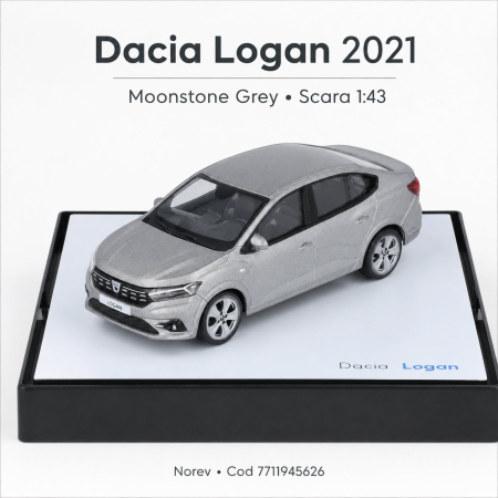 Macheta auto Dacia Logan 2021 Moonstone Grey, 1:43, Norev, cod 7711945626 [1]