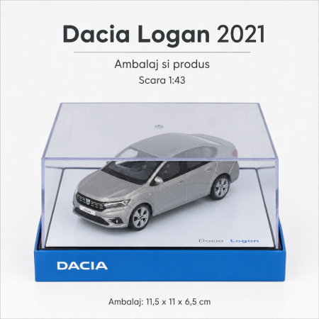 Machete Auto Romanesti 1:43 - Macheta auto Dacia Logan 2021 Moonstone Grey, 1:43, Norev, cod 7711945626