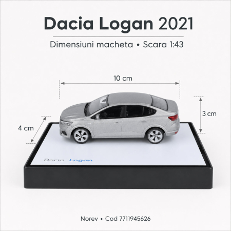 Macheta auto Dacia Logan 2021 Moonstone Grey, 1:43, Norev, cod 7711945626 [2]