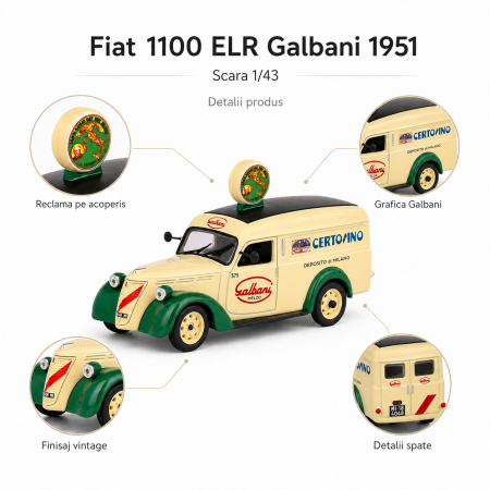 Macheta auto Fiat 1100 ELR Galbani 1951, scara 1:43 [4]
