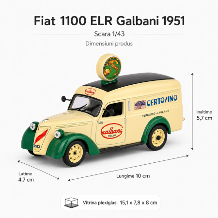 Macheta auto Fiat 1100 ELR Galbani 1951, scara 1:43 [3]