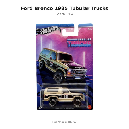 Macheta auto Ford Bronco 1985 Tubular Trucks, scara 1:64, Hot Wheels, auriu metalizat [1]