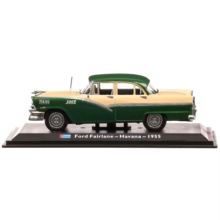 Macheta Auto Ford Fairlane Taxi Havana 1956 – Crem cu Verde, Scara 1:43 [2]