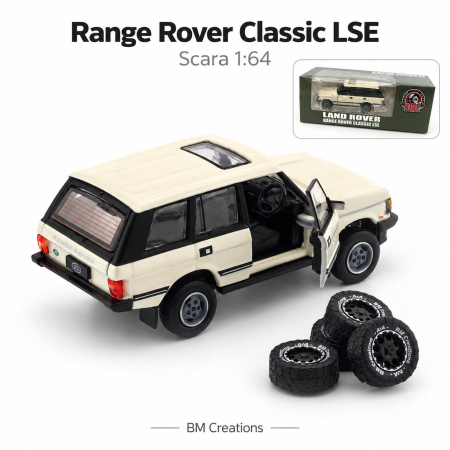 Macheta auto Land Rover Range Rover Classic LSE 1992 RHD, scara 1:64, BM Creations, alb crem [1]
