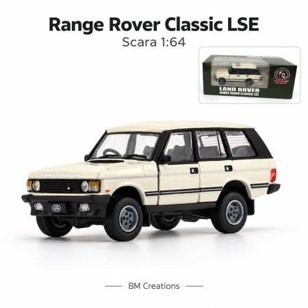 Macheta auto Land Rover Range Rover Classic LSE 1992 RHD, scara 1:64, BM Creations, alb crem [2]