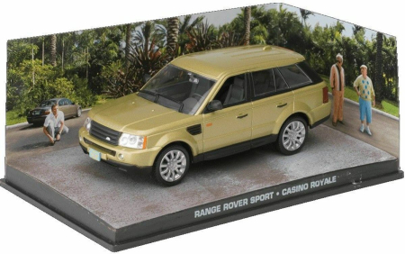 Machete SUV-uri 1:43 – Miniaturi Off-Road si Vehicule 4x4 - Macheta auto Range Rover Sport HSE L320 Casino Royale 2006, James Bond, 1:43, Eaglemoss, Atacama Sand Metallic, vitrină plexiglas
