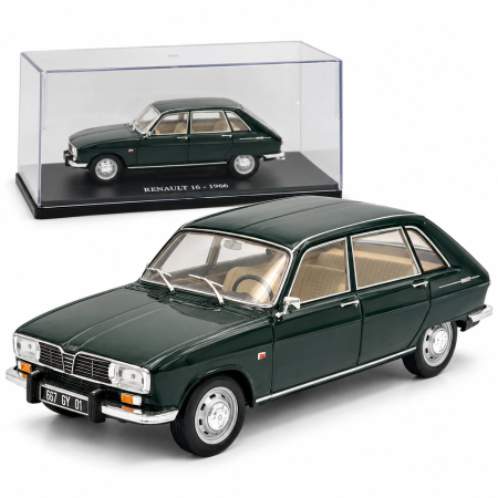 MACHETE AUTO SCARA 1:24 - Macheta Auto Renault 16 1966, Scara 1:24, Verde Inchis, Metalica, cu Postament Inscriptionat si Vitrina Plexiglas