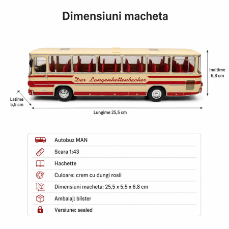 Macheta autobuz MAN Der Langenhettenbacher, scara 1:43, Hachette [2]