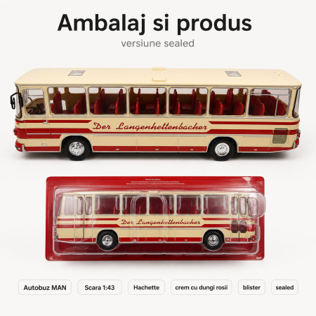 Macheta autobuz MAN Der Langenhettenbacher, scara 1:43, Hachette [1]