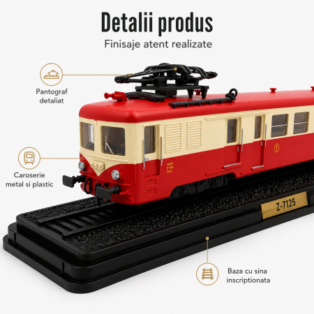 Macheta automotor Z7100 Z7125 SNCF 1960, scara 1:87, Atlas, rosu cu crem, in vitrina plexiglas [4]