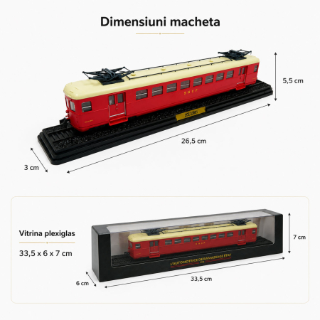 Macheta Automotor ZCE 23801 1938 SNCF, scara 1:87, Atlas, rosu, in vitrina plexiglas [1]