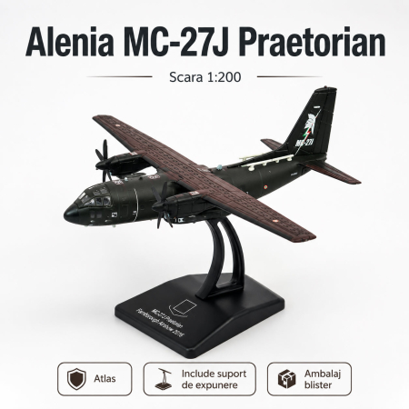 MACHETE MILITARE - Macheta avion Alenia MC-27J Praetorian Airshow 2016, scara 1:200, Atlas, cu suport si blister