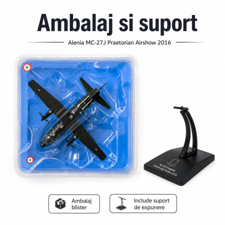 Macheta avion Alenia MC-27J Praetorian Airshow 2016, scara 1:200, Atlas, cu suport si blister [4]