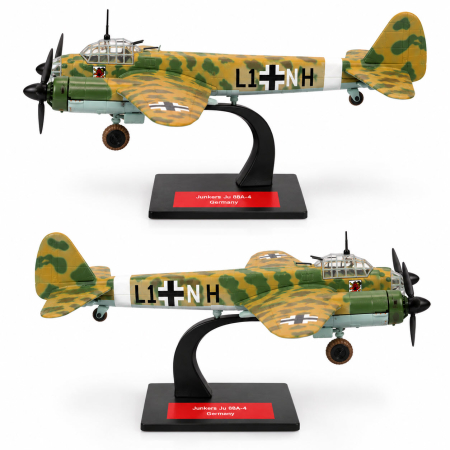 Macheta Avion Bombardier Junkers Ju 88A-4 Germania WWII, Scara 1:144, Metalica, cu Suport, Colectia Altaya [4]