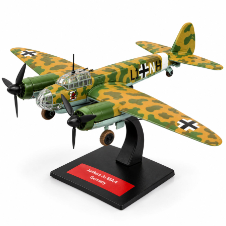 Macheta Avion Bombardier Junkers Ju 88A-4 Germania WWII, Scara 1:144, Metalica, cu Suport, Colectia Altaya [1]