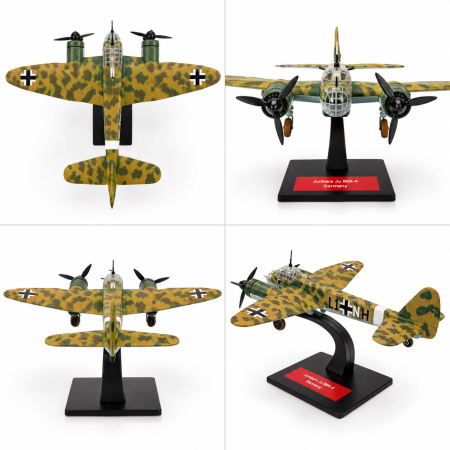 Macheta Avion Bombardier Junkers Ju 88A-4 Germania WWII, Scara 1:144, Metalica, cu Suport, Colectia Altaya [5]