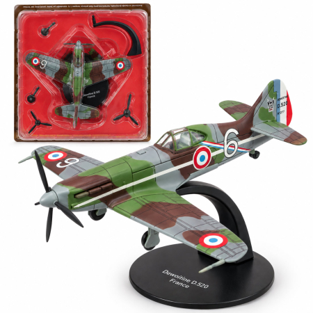 MACHETE MILITARE - Macheta Avion de Vanatoare Dewoitine D.520 N277 Pierre Le Gloan Franta 1940, Scara 1:72, Metalica, cu Suport, Altaya