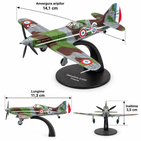 Macheta Avion de Vanatoare Dewoitine D.520 N277 Pierre Le Gloan Franta 1940, Scara 1:72, Metalica, cu Suport, Altaya [2]