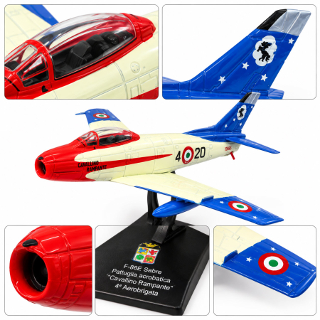 Macheta Avion de Vanatoare F-86E Sabre "Cavallino Rampante" Italia, Scara 1:72, Metalica, cu Suport, Altaya [3]