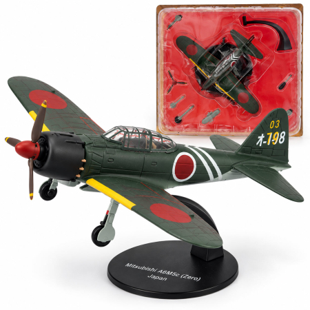 MACHETE MILITARE - Macheta Avion de Vanatoare Mitsubishi A6M5c Type 52 Zero WWII Japonia, Scara 1:72, Metalica, cu Suport, Altaya