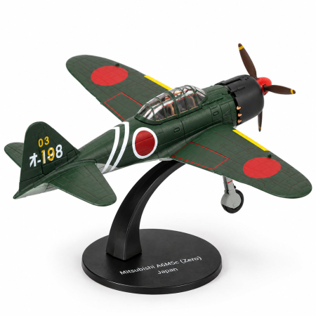 Macheta Avion de Vanatoare Mitsubishi A6M5c Type 52 Zero WWII Japonia, Scara 1:72, Metalica, cu Suport, Altaya [5]