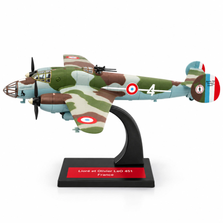 Macheta Avion Lioré et Olivier LeO 451 Franta, Scara 1:144, Metalica, cu Suport, Colectia Altaya [3]