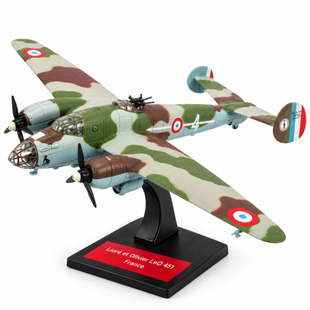 Macheta Avion Lioré et Olivier LeO 451 Franta, Scara 1:144, Metalica, cu Suport, Colectia Altaya [1]