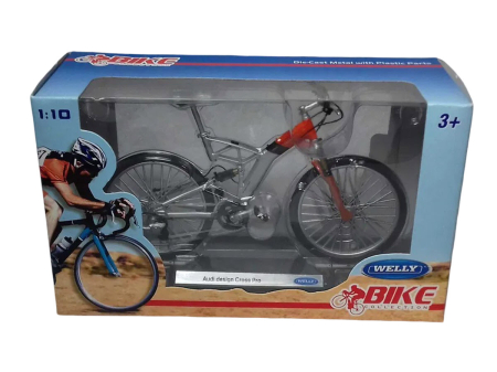 Macheta bicicleta Audi Design Cross Pro 1:10 Welly, gri cu rosu, model colectie premium cu postament [4]