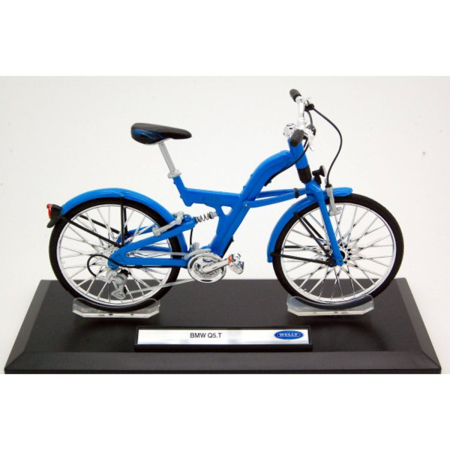 Machete Motociclete si Biciclete - Macheta bicicleta BMW Q5 T albastra, scara 1:10, Welly, cu postament