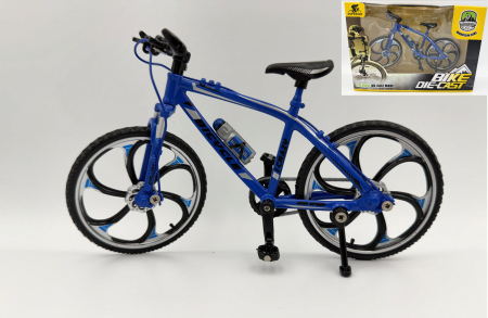 MACHETE MOTOCICLETE SI BICICLETE - Macheta Bicicleta Mountain Bike 1:10 albastra Golden Wheel 02B – Miniatura Bicicleta cu Parti Mobile