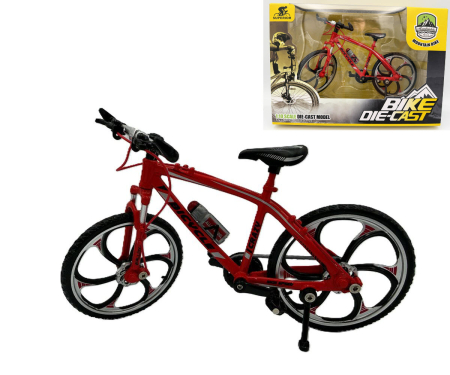 MACHETE MOTOCICLETE SI BICICLETE - Macheta Bicicleta Mountain Bike 1:10 Rosie Golden Wheel 02A – Miniatura Bicicleta cu Parti Mobile