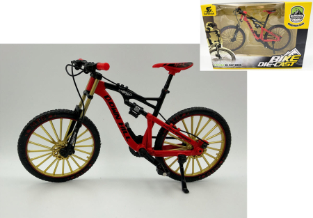 MACHETE MOTOCICLETE SI BICICLETE - Macheta Bicicleta Mountain Bike Down Hill 1:10 Rosie Golden Wheel 06C – Miniatura Bicicleta cu Parti Mobile