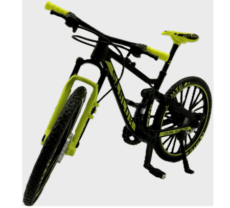Machetă bicicletă MTB Slalom 1:10 galben fluorescent Golden Wheel 05B – miniatură cu părți mobile [2]