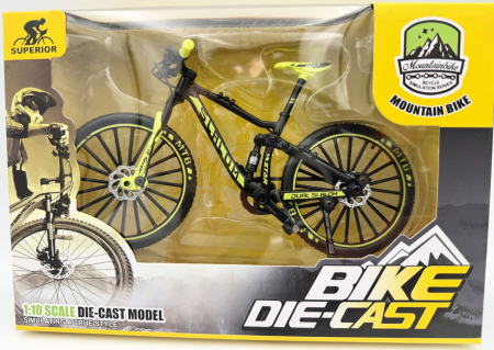 Machetă bicicletă MTB Slalom 1:10 galben fluorescent Golden Wheel 05B – miniatură cu părți mobile [4]