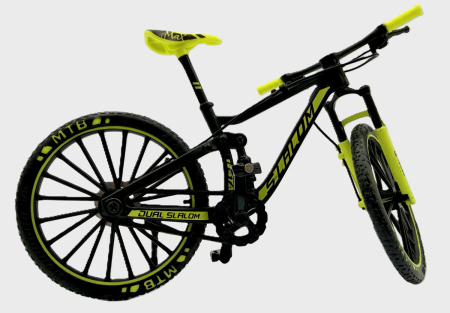 Machetă bicicletă MTB Slalom 1:10 galben fluorescent Golden Wheel 05B – miniatură cu părți mobile [3]