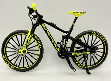 Machetă bicicletă MTB Slalom 1:10 galben fluorescent Golden Wheel 05B – miniatură cu părți mobile [1]