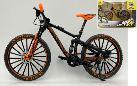 MACHETE MOTOCICLETE SI BICICLETE - Machetă bicicletă MTB Slalom 1:10 portocaliu Golden Wheel 05C – miniatură cu părți mobile