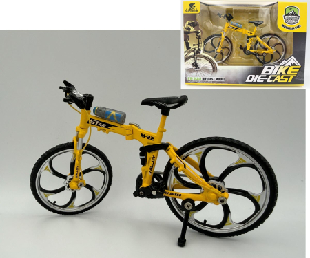 MACHETE MOTOCICLETE SI BICICLETE - Machetă bicicletă Star M-22 1:10 galben Golden Wheel 03C – miniatură cu părți mobile